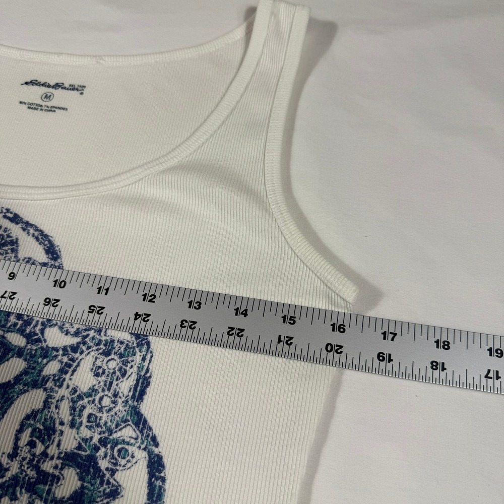 Eddie Bauer Womens Tank Top Sleveless White Blue Mandala Size M Yoga Athletic - Picture 11 of 12